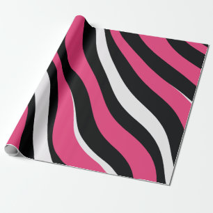 Rosa und schwarze Zebrastreifen Geschenkpapier