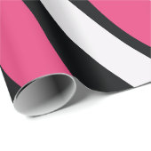 Rosa und schwarze Zebrastreifen Geschenkpapier (Rolleneckpunkt)