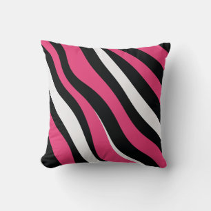 Rosa und schwarze Zebrastreifen Kissen
