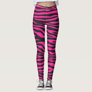 Rosa und schwarze Zebrastreifen Leggings