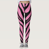 Rosa und schwarze Zebrastreifen Leggings (Vorderseite)