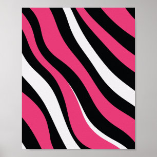 Rosa und schwarze Zebrastreifen Poster