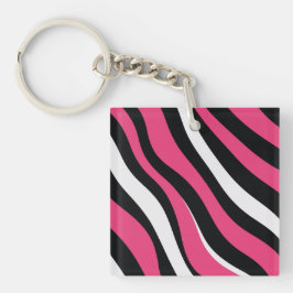 Rosa und schwarze Zebrastreifen Schlüsselanhänger