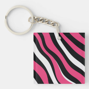 Rosa und schwarze Zebrastreifen Schlüsselanhänger