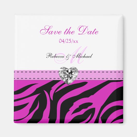 Rosa und schwarze Zebrastreifen Speichern Sie die Magnet (Vorne)