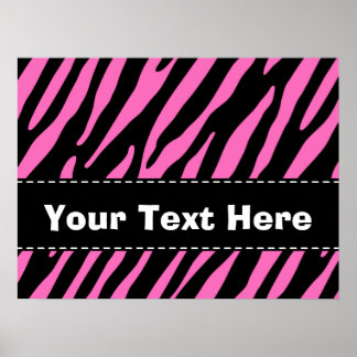 Rosa und schwarze Zebrastreifen; Tierdruck Poster