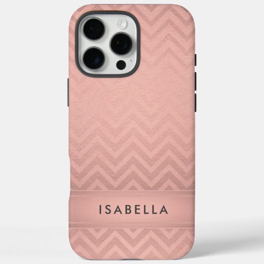 Rosa und schwarze Zickzack Imitate Rose Gold Fohle Case-Mate iPhone Hülle (Rückseite)