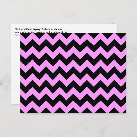 Rosa und schwarze Zigzag Postkarte (Vorne/Hinten)