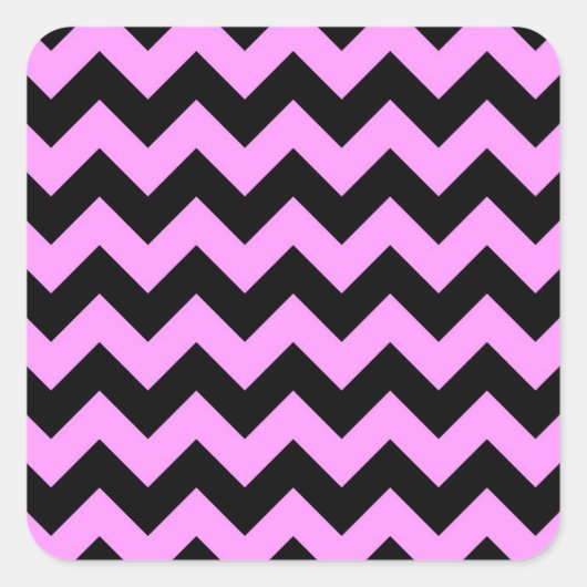 Rosa und schwarze Zigzag Quadratischer Aufkleber (Vorderseite)