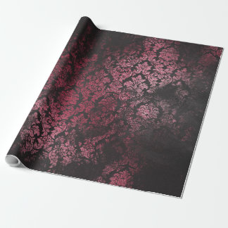 Rosa und schwarzer antiker Kratzer-Schmutz-Damast Geschenkpapier