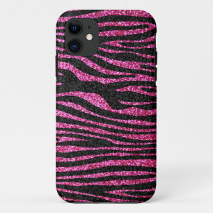 Rosa und schwarzer bling Zebra-Druck Case-Mate iPhone Hülle