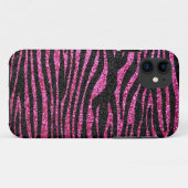 Rosa und schwarzer bling Zebra-Druck Case-Mate iPhone Hülle (Rückseite (Horizontal))