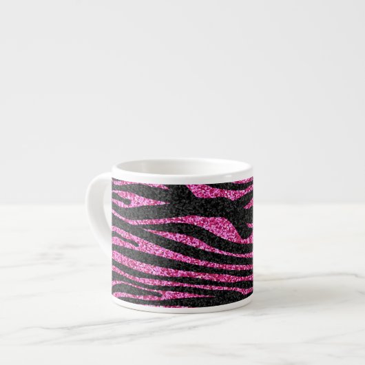 Rosa und schwarzer bling Zebra-Druck Espressotasse (Vorderseite Links)