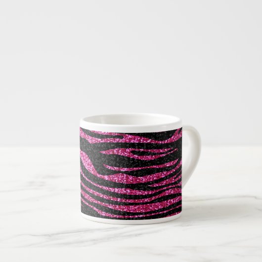 Rosa und schwarzer bling Zebra-Druck Espressotasse (Vorderseite Rechts)