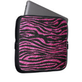 Rosa und schwarzer bling Zebra-Druck Laptopschutzhülle (Vorne Rechts)