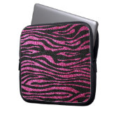 Rosa und schwarzer bling Zebra-Druck Laptopschutzhülle (Vorderseite Links)