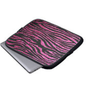 Rosa und schwarzer bling Zebra-Druck Laptopschutzhülle (Vorne Knopf)