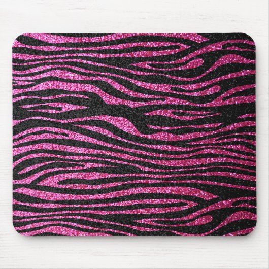Rosa und schwarzer bling Zebra-Druck Mousepad (Vorne)