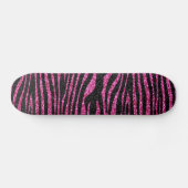 Rosa und schwarzer bling Zebra-Druck Skateboard (Horizontal)