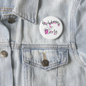 Rosa und schwarzer Blumen-Junggeselinnen-Abschied Button (Beispiel)