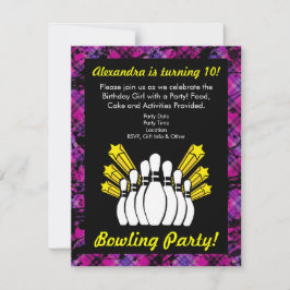 Rosa und schwarzer Bowling Einladung zur Geburtsta