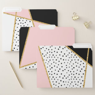Rosa und schwarzer Chic-abstraktes Muster-Set Papiermappe