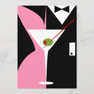 Rosa und Schwarzer Classy Martini Cocktail Einladung