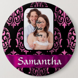 Rosa und schwarzer Damast Button