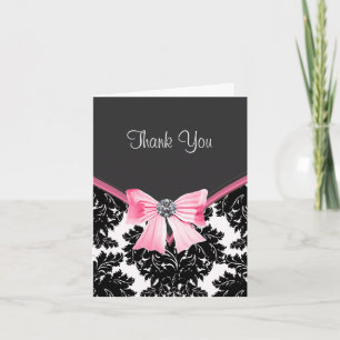 Rosa und schwarzer Damast danken Ihnen Karten