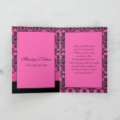 Rosa und schwarzer Damast danken Ihnen, mit Foto Dankeskarte (Innenseite)