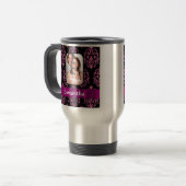 Rosa und schwarzer Damast Reisebecher (Vorderseite Links)