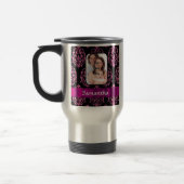 Rosa und schwarzer Damast Reisebecher (Links)