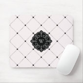 Rosa und schwarzer Diamant-Punkt-Muster-Monogramm Mousepad (Mit Mouse)