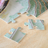 Rosa und schwarzer Foral Teacup-Puzzle Puzzle (Seite)