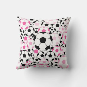 Rosa und schwarzer Fußball-Sportfan-Wurfkissen Kissen