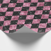 Rosa und schwarzer Glitzer - Karo-Karo-Karton Geschenkpapier (Ecke)