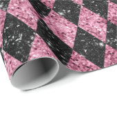Rosa und schwarzer Glitzer - Karo-Karo-Karton Geschenkpapier (Rolleneckpunkt)