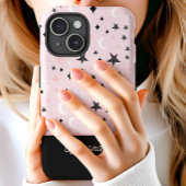 Rosa und schwarzer Himmel-Mond-Sterne-Script-Name Case-Mate iPhone Hülle