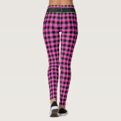 Rosa und schwarzer Karo mit Silberakzenten Leggings (Rückseite)