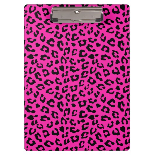 Rosa und schwarzer Leopard-Druck Klemmbrett (Vorderseite)
