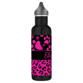 Rosa und schwarzer Leopard-Druck und Tatzen Trinkflasche (Links)