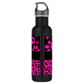 Rosa und schwarzer Leopard-Druck und Tatzen Trinkflasche (Rückseite)