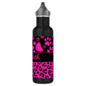 Rosa und schwarzer Leopard-Druck und Tatzen Trinkflasche (Rechts)