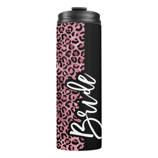 Rosa und schwarzer Leopard Druckbachelorette Thermosbecher (Vorderseite)