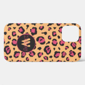 Rosa und schwarzer Leopard drucken Monogramm Case-Mate iPhone Hülle (Rückseite (Horizontal))