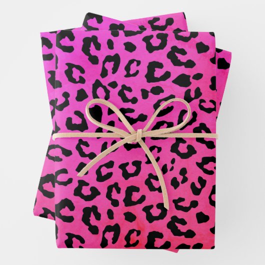 Rosa und schwarzer Leopard Geschenkpapier Set (Beispiel)