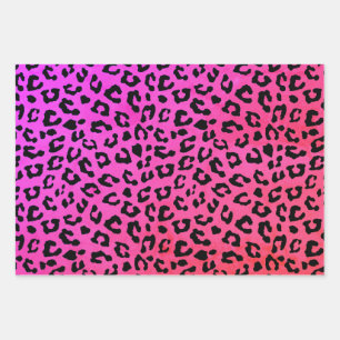 Rosa und schwarzer Leopard Geschenkpapier Set