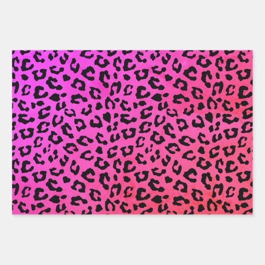 Rosa und schwarzer Leopard Geschenkpapier Set (Vorderseite)