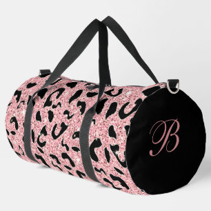 Rosa und schwarzer Leopard mit stilvollen Seitenin Duffle Bag