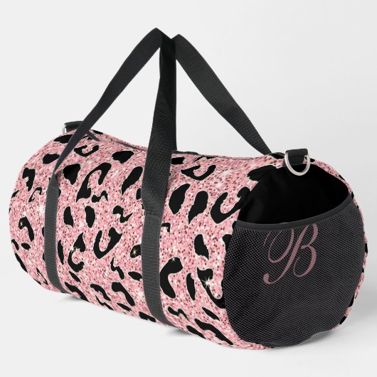Rosa und schwarzer Leopard mit stilvollen Seitenin Duffle Bag (Rechte Ecke)